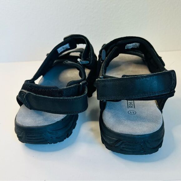 Rim Rock Mens Size 11 Black Genuine Leather Adjustable Straps w TPR SOLE SANDALS - Picture 6 of 7